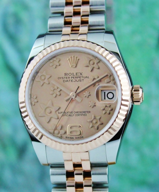 (image for) A ROLEX MID SIZE 18K ROSE GOLD OYSTER PERPETUAL DATEJUST / 178271